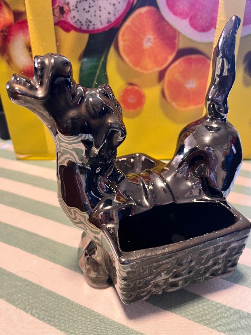 Vintage Midcentury Lusterware Laughing Donkey dresser Valet